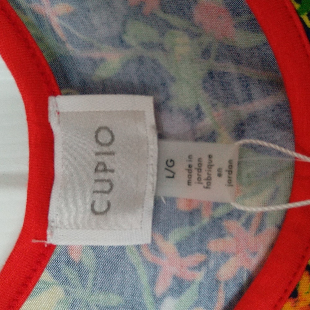 Cupio  colorful floral sleeveless round neck summer tank top for women's size  L - Picture 4 of 8